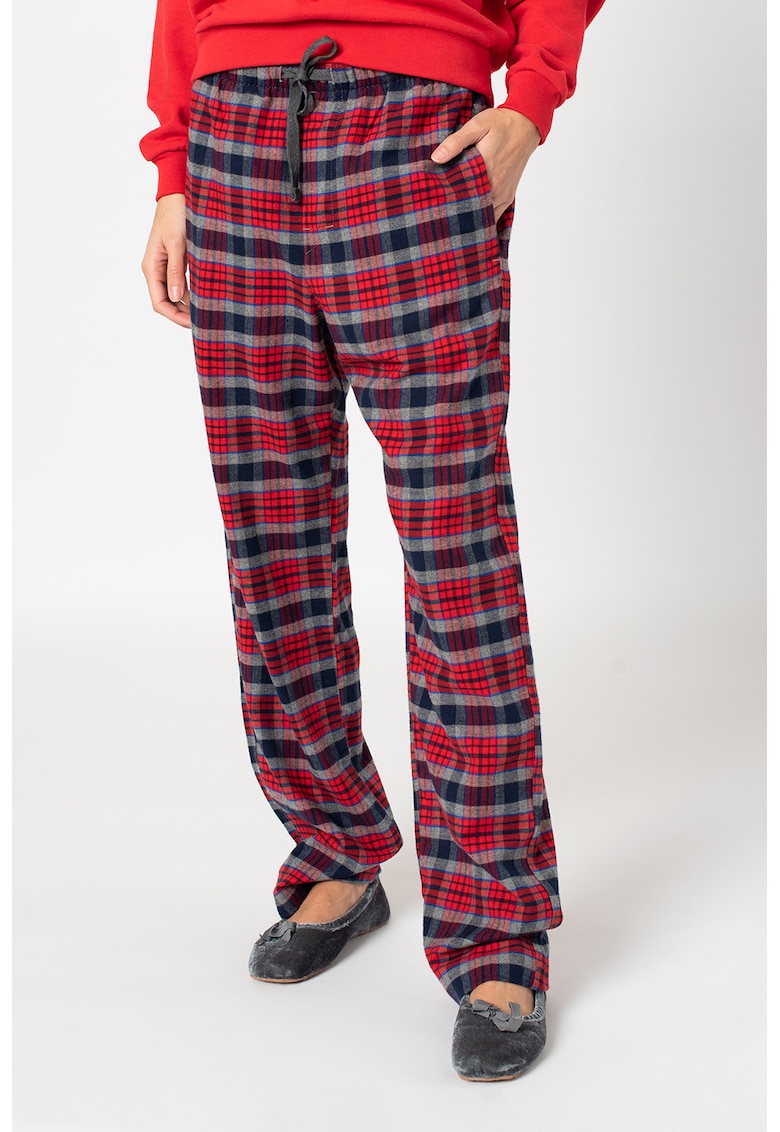 Pantaloni de pijama in carouri cu snur