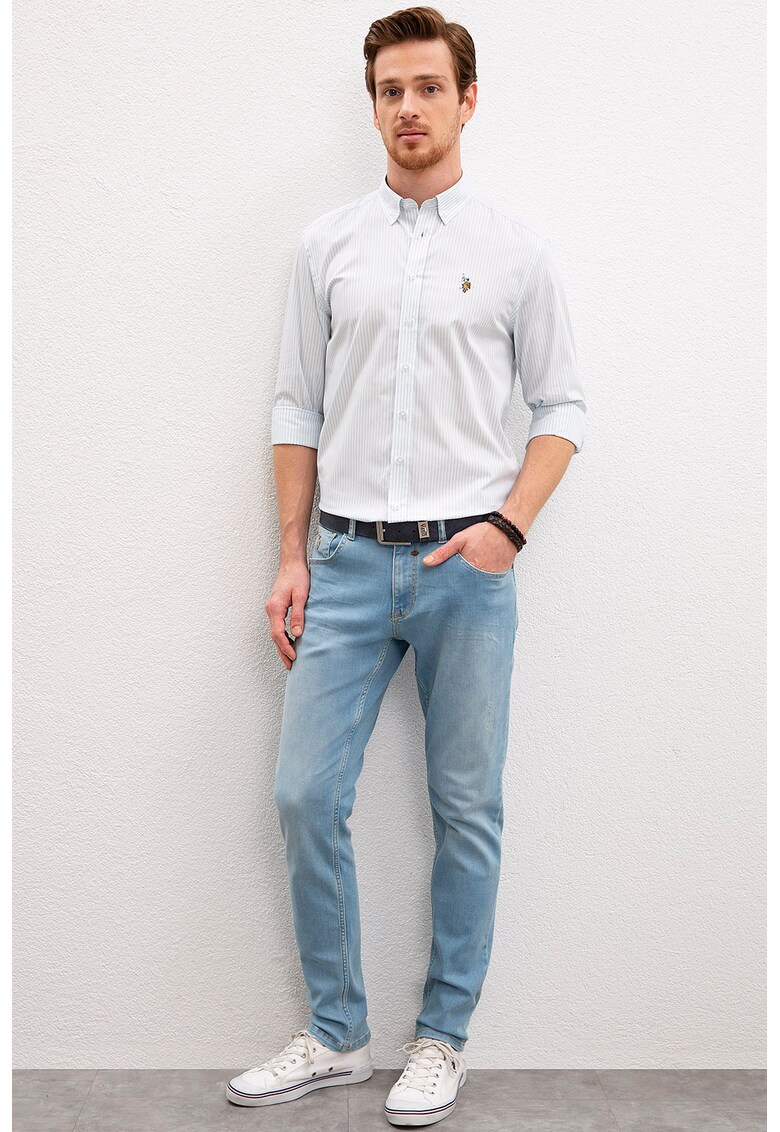 Blugi slim fit cu talie medie
