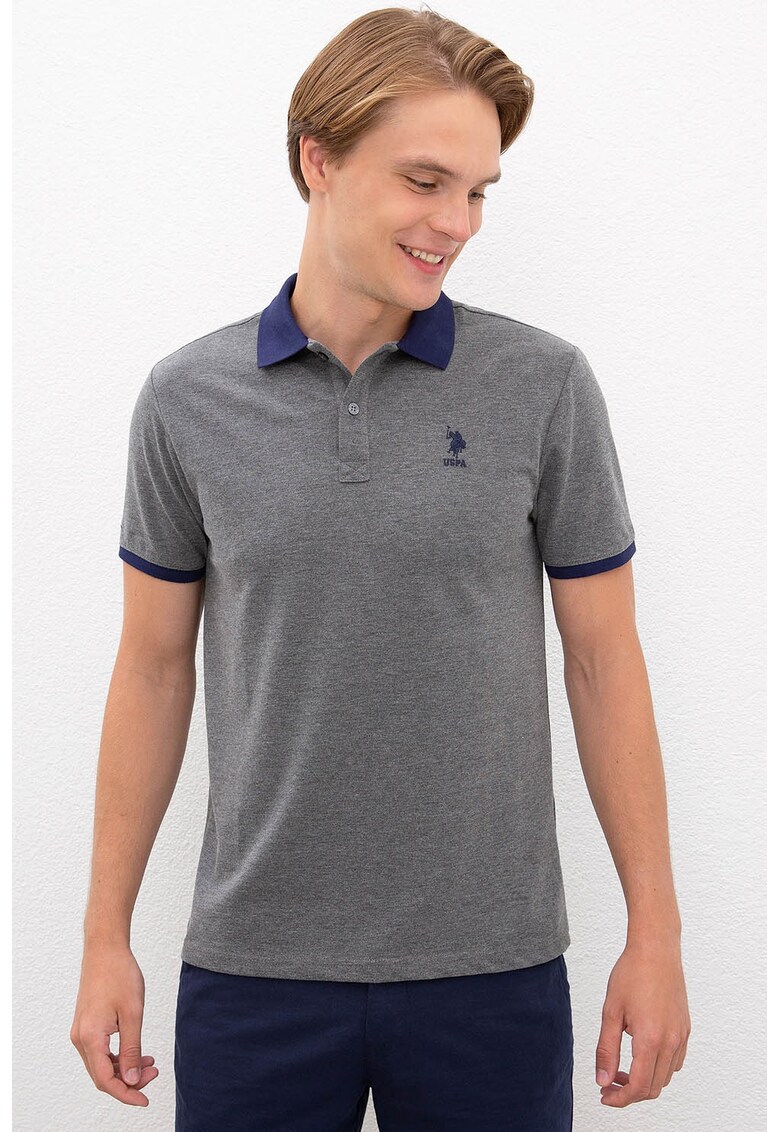 Tricou polo din pique cu detalii contrastante