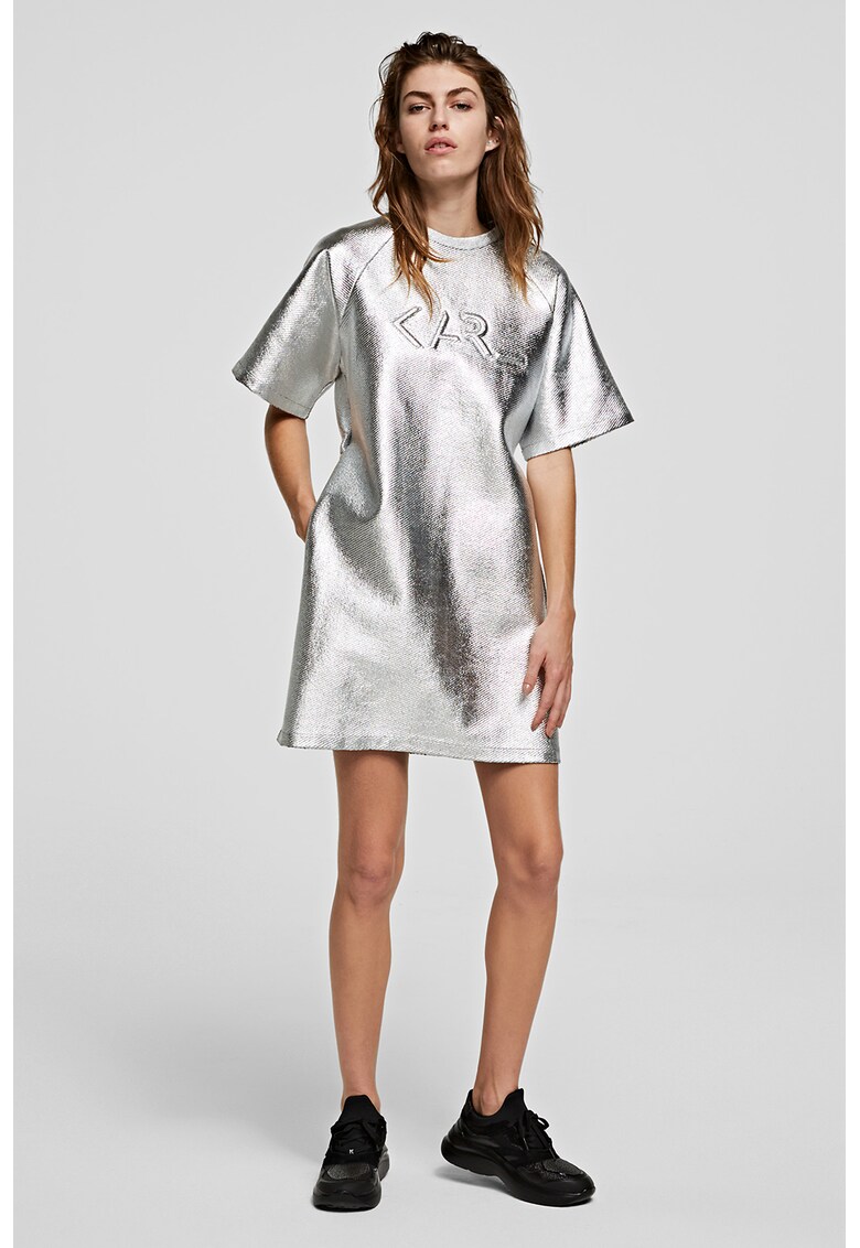 Rochie tip tricou cu aspect metalizat