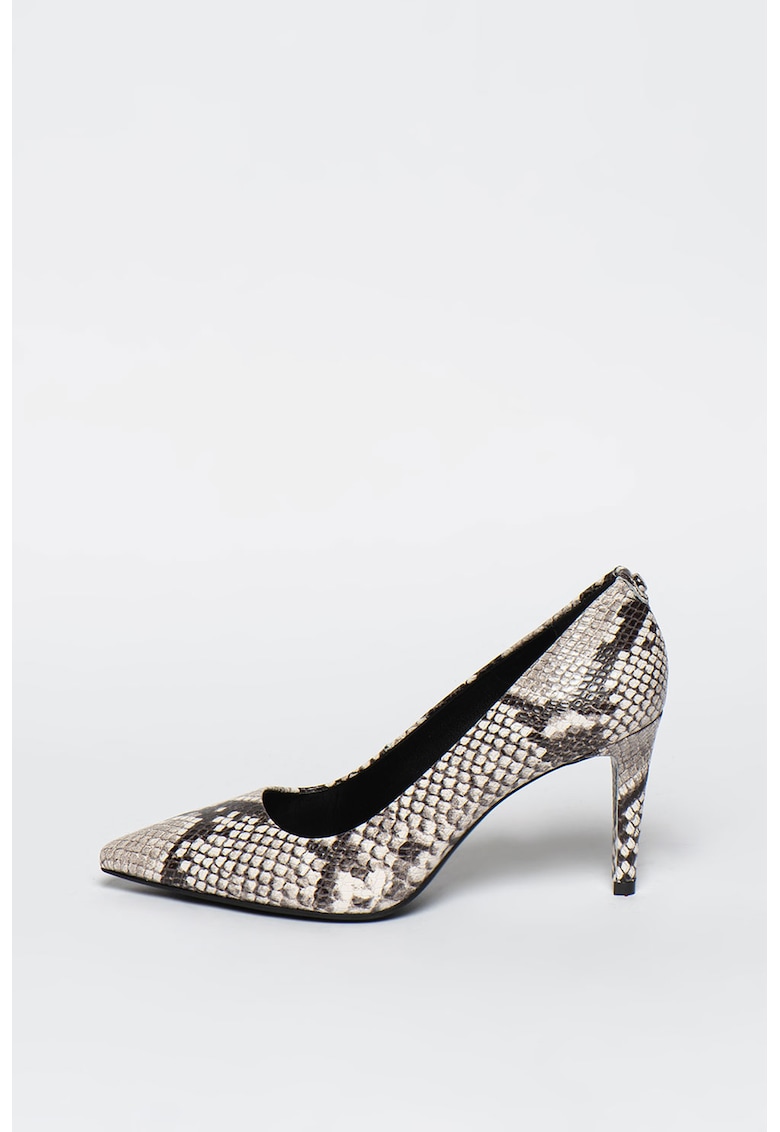 Pantofi de piele cu aspect de piele de sarpe si varf ascutit Dorothy