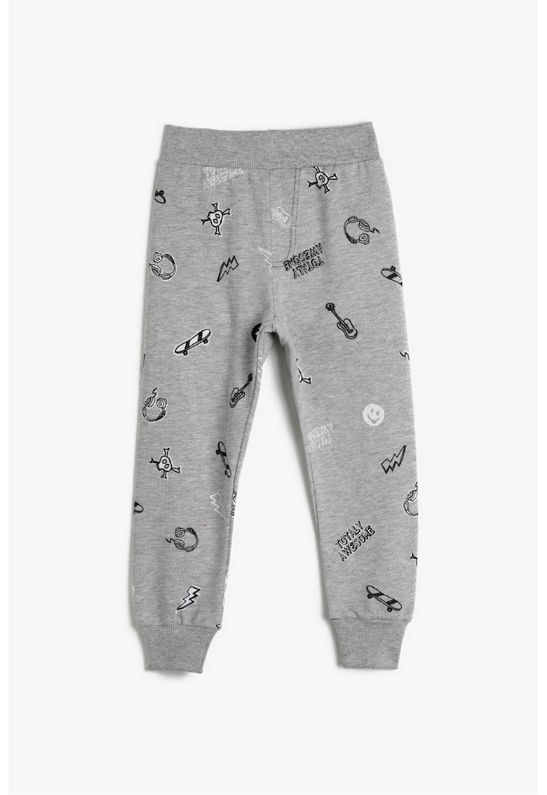 Pantaloni sport din amestec de bumbac cu imprimeu grafic Pantaloni sport din amestec de bumbac cu imprimeu grafic