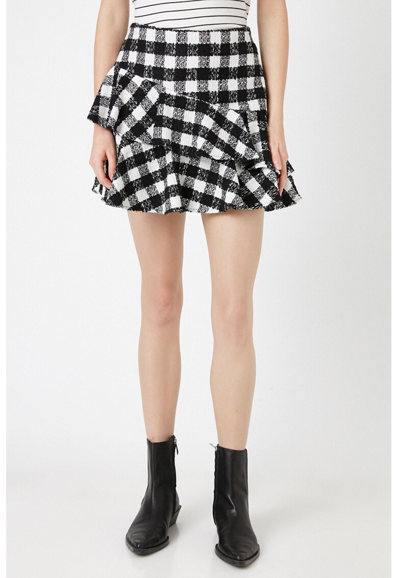 Fusta din tuid in carouri cu volane Fusta din tuid in carouri cu volane