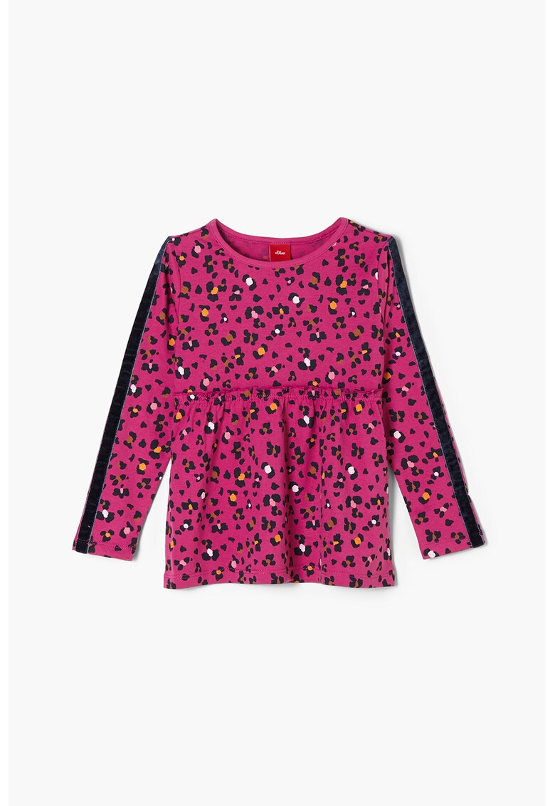 Bluza cu decolteu la baza gatului si animal print