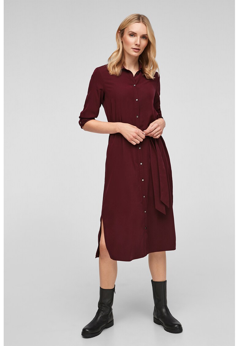 Rochie midi tip camasa cu un cordon in talie