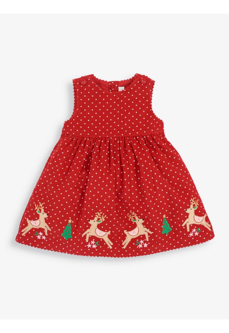 Rochie de reiat cu croiala A si motive brodate de Craciun