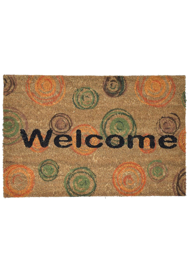 Covoras intrare cocos vopsit - Welcome Circles - 60x40cm