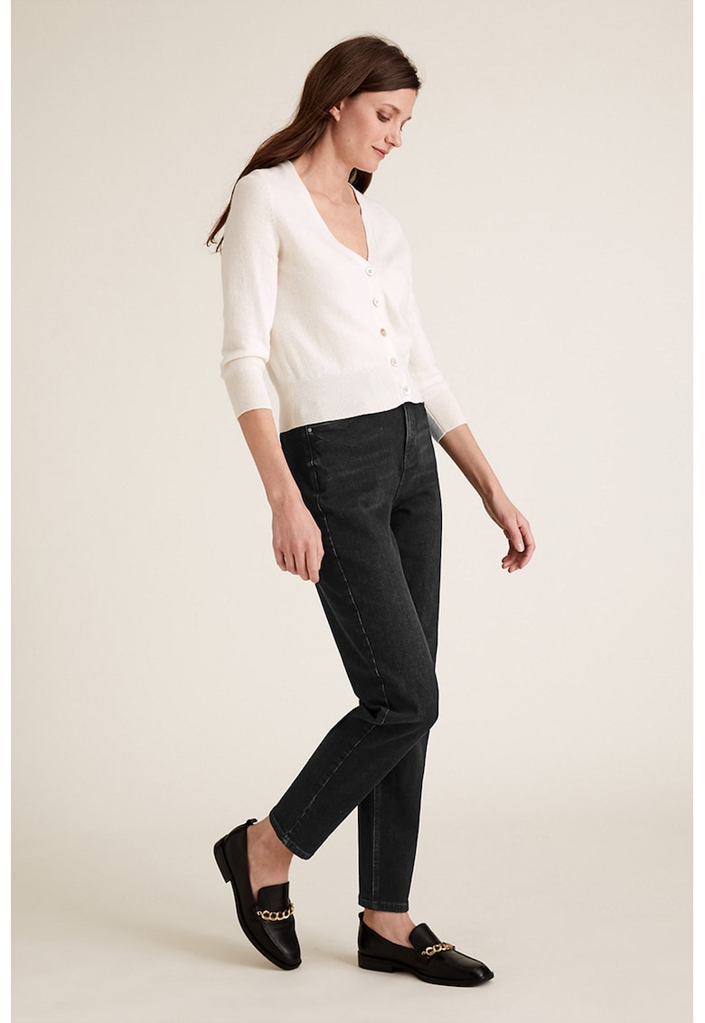 Blugi mom fit cu talie inalta – Negru Blugi mom fit cu talie inalta – Negru