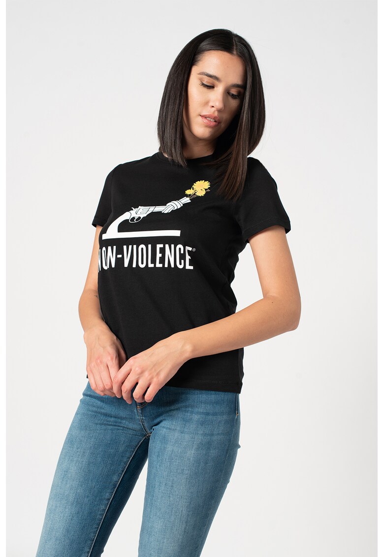 Tricou regular fit din bumbac organic Non Violence