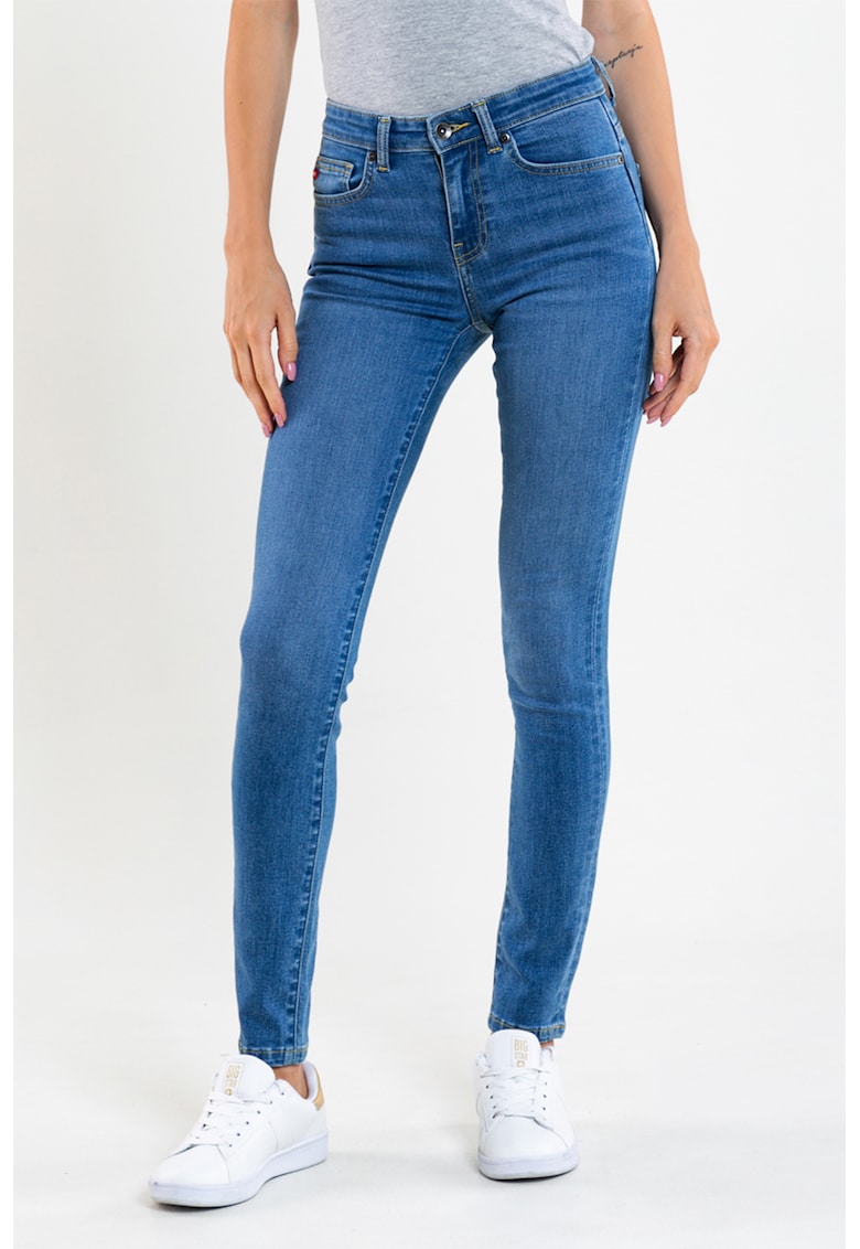 Blugi conici cu talie inalta Adela 346 Blugi conici cu talie inalta Adela 346