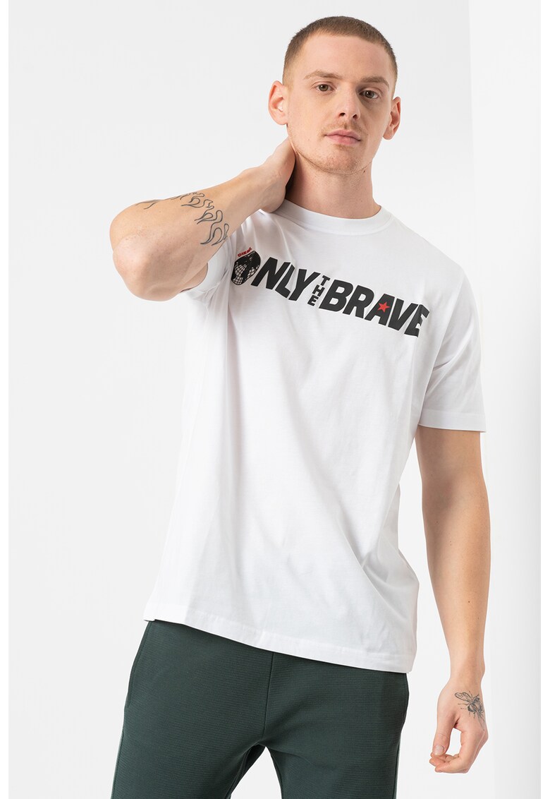 Tricou de bumbac cu imprimeu text Just