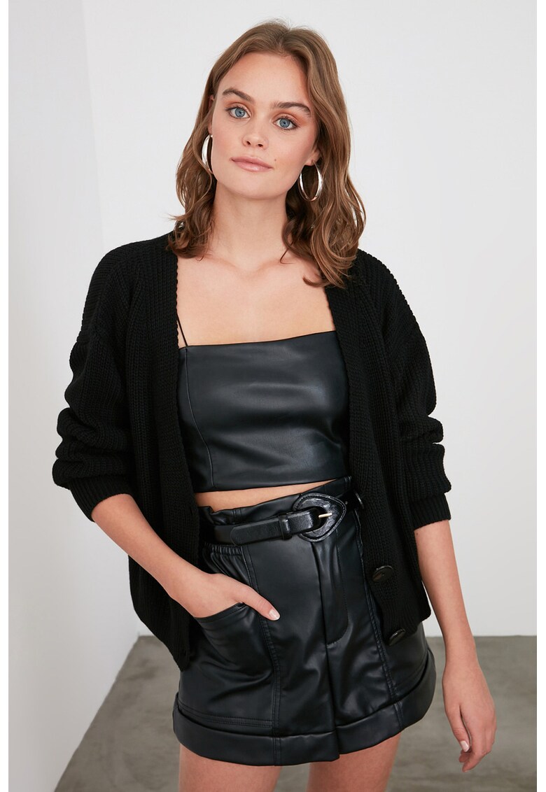 Cardigan cu nasturi si maneci cazute Cardigan cu nasturi si maneci cazute