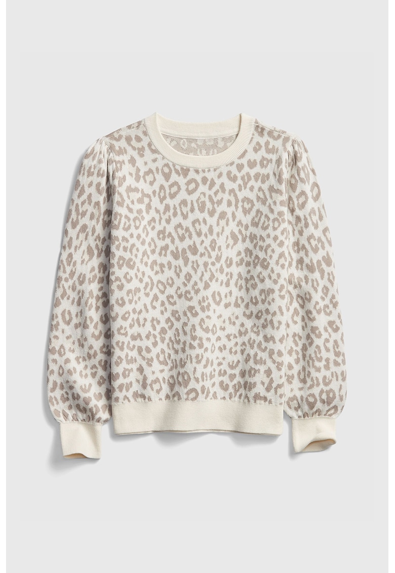 Pulover tricotat fin cu animal print