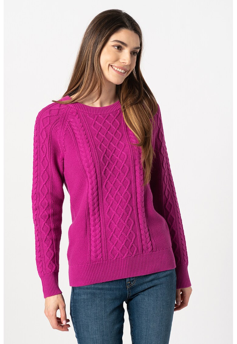 Pulover cu model torsade si maneci raglan