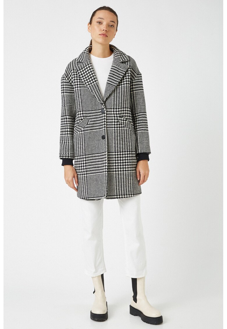 Palton din amestec de lana - cu model houndstooth