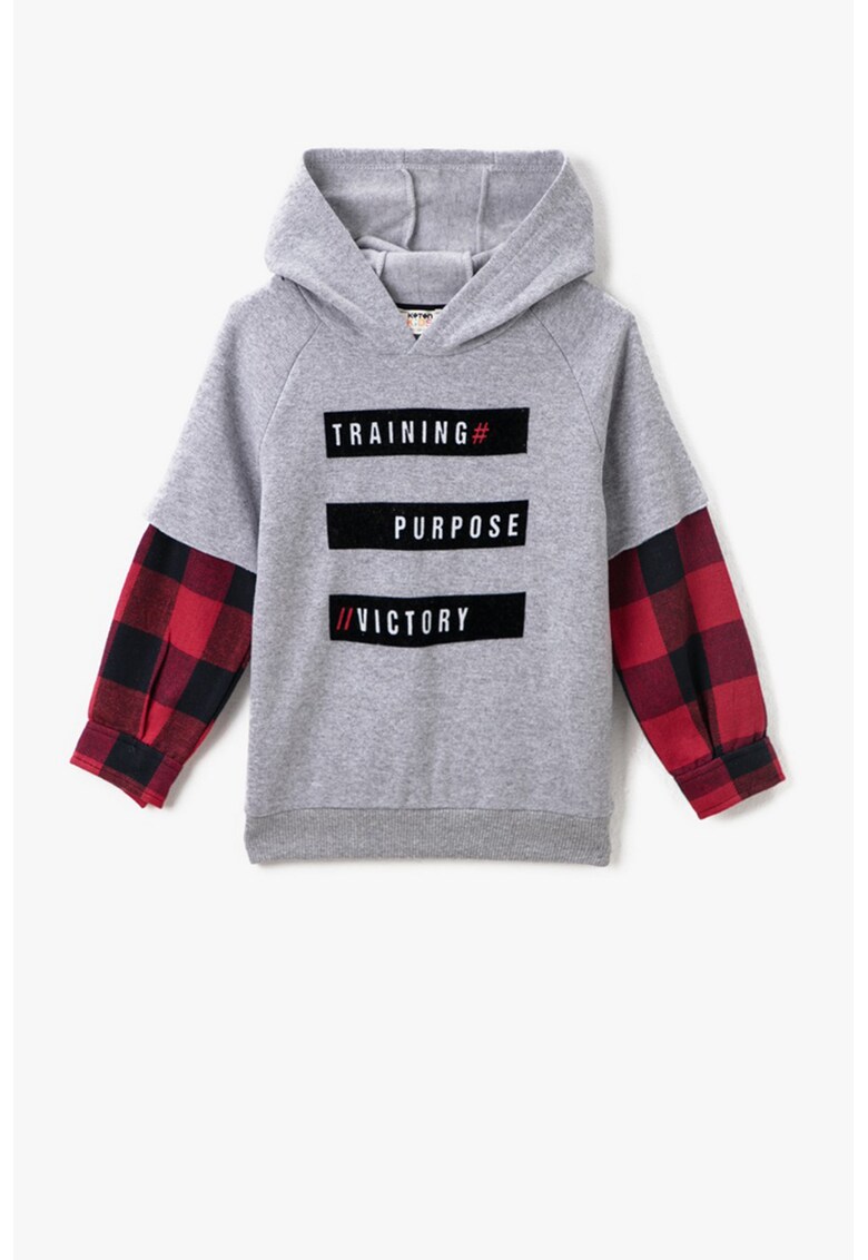 Hanorac cu imprimeu text si maneci raglan Hanorac cu imprimeu text si maneci raglan