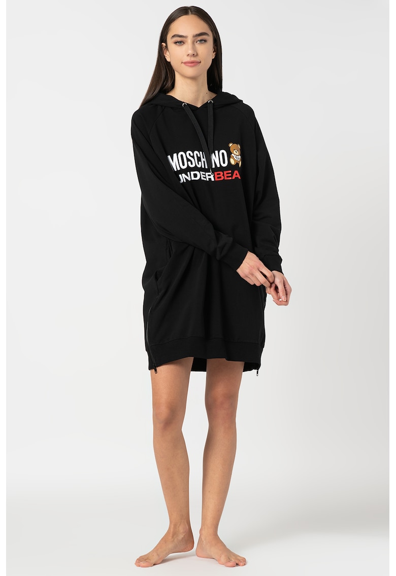Rochie tip hanorac de casa cu imprimeu logo