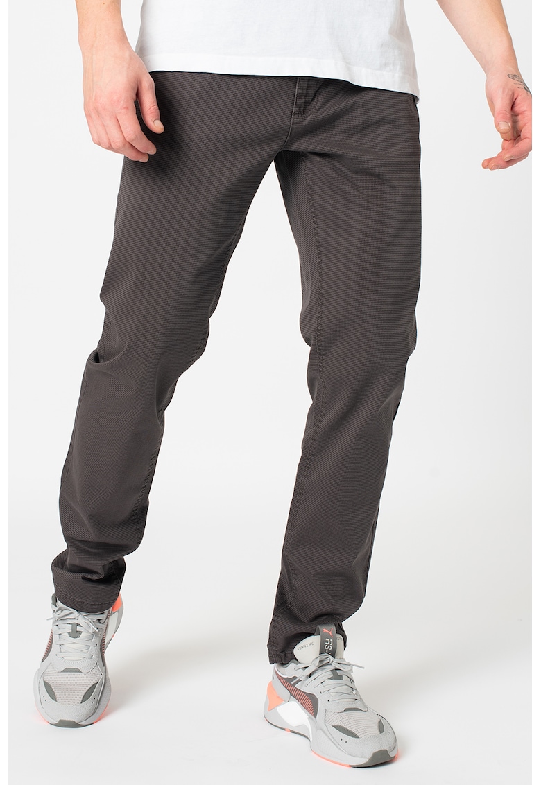 Pantaloni slim fit cu talie regular si model microhoundstooth imagine