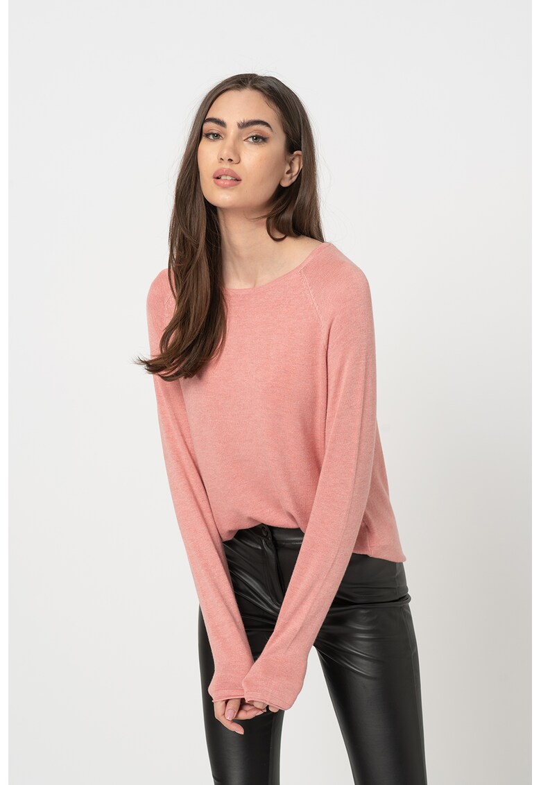 Pulover tricotat fin cu maneci raglan Marin