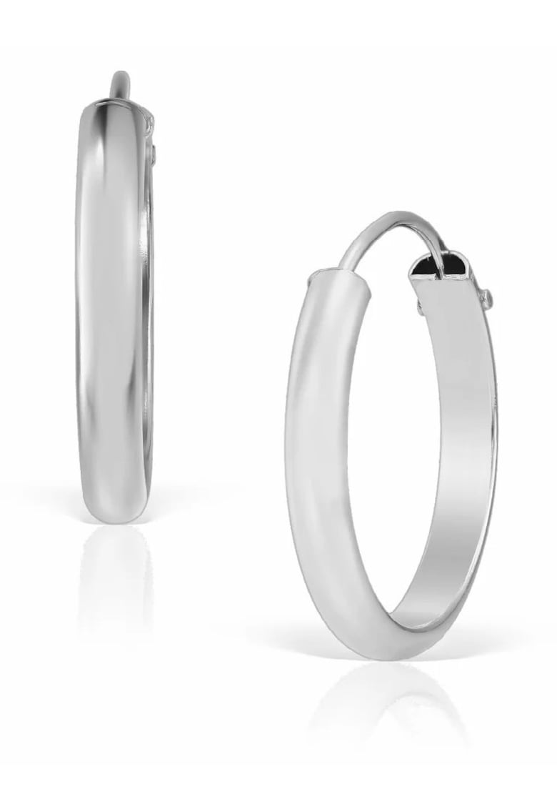 Cercei fete aur alb 18KT - model rotund - 13 -5 mm