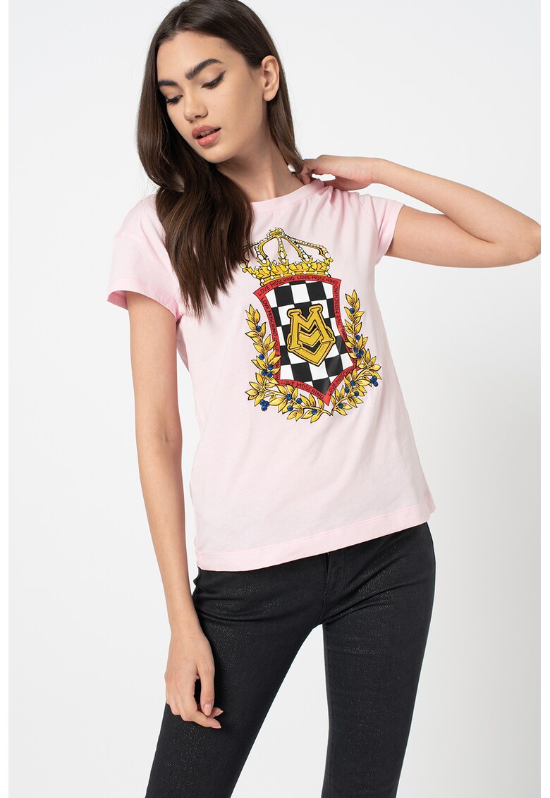 Tricou cu decolteu la baza gatului si imprimeu logo
