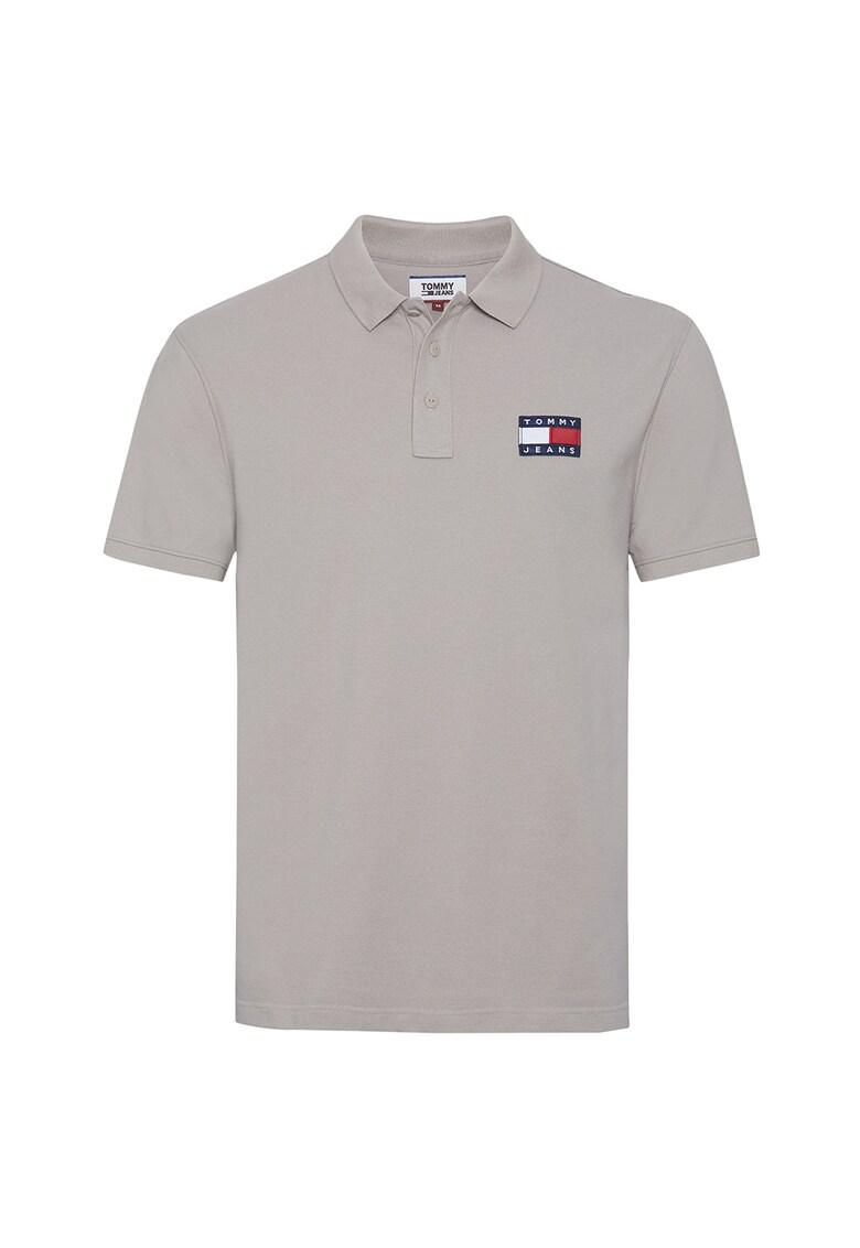 Tricou polo din bumbac si material pique Badge