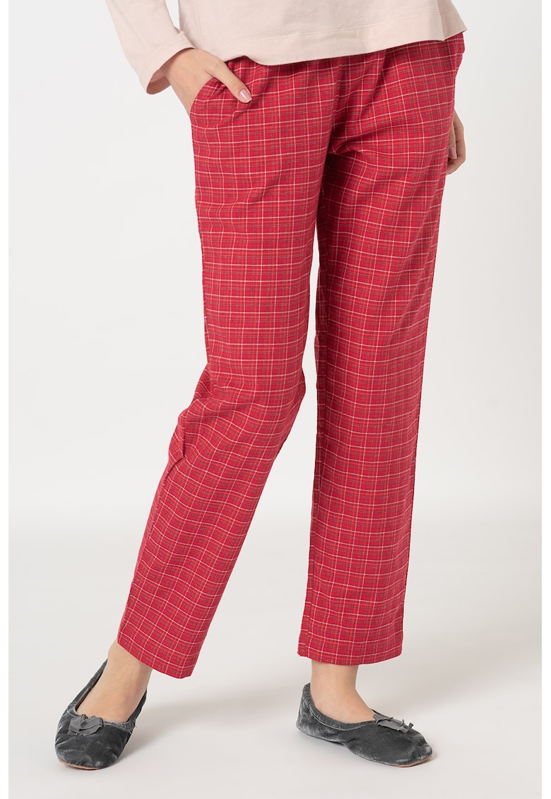 Pantaloni de pijama din flanel cu talie elastica