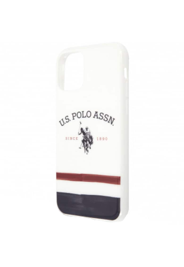 Husa de protectie US Polo Tricolor Blurred pentru iPhone 11 Pro Max - White