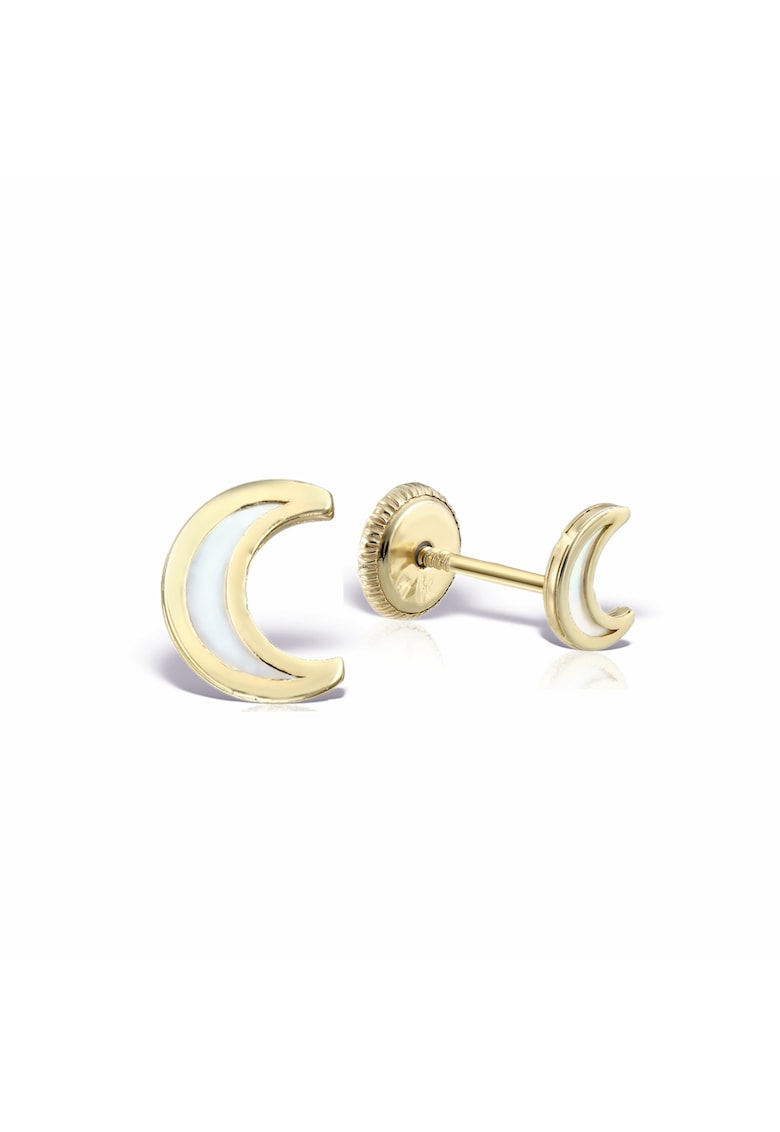 Cercei bebe - luna aur 14K si sidef