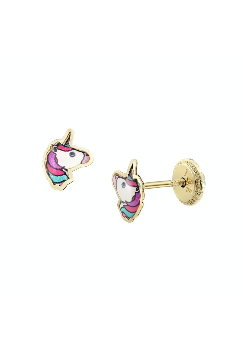 Cercei pentru bebe - mici - unicorni aur 14K
