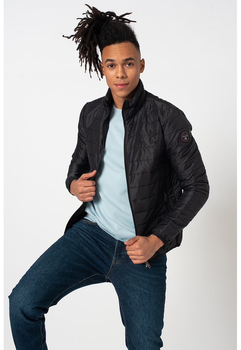 Jacheta cu fermoar si aspect matlasat Acalmar - Negru