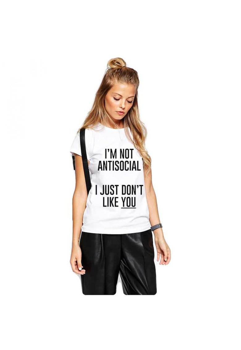 Tricou dama alb - I'm not antisocial