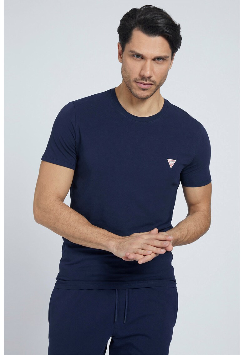 Tricou super slim fit cu aplicatie logo pe piept