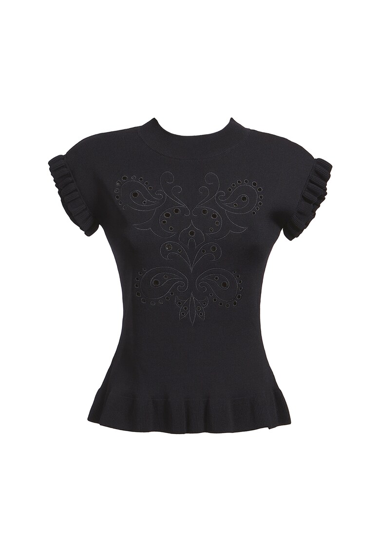 Tricou cambrat de jerseu - cu broderie
