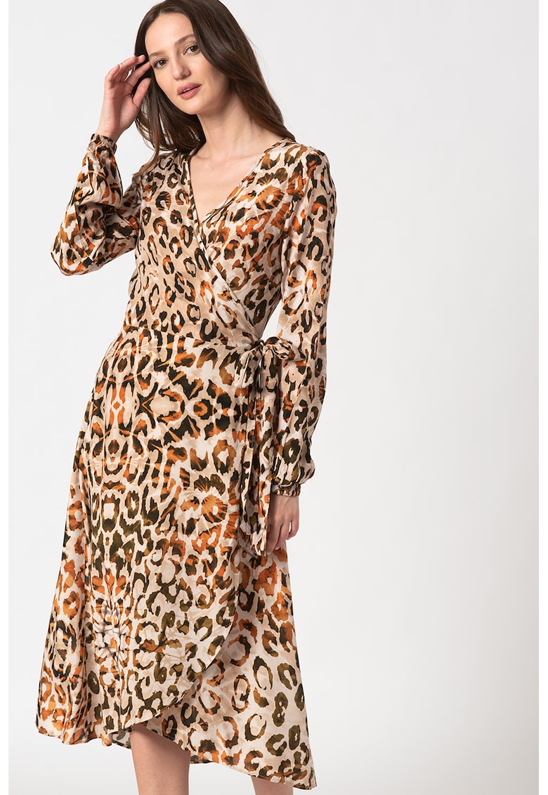 Rochie vaporoasa cu imprimeu si decolteu in V