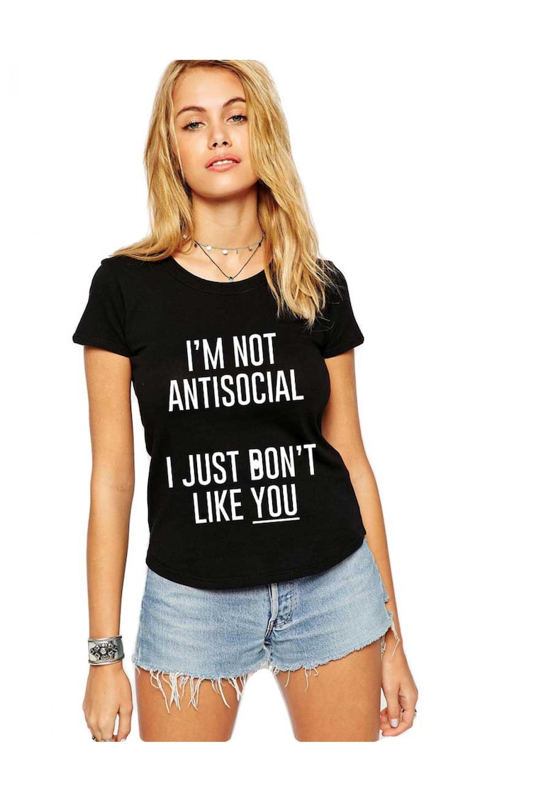 Tricou dama negru - I'm not antisocial