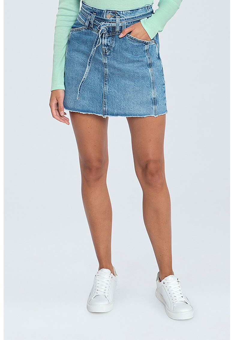 Fusta din denim cu aspect decolorat