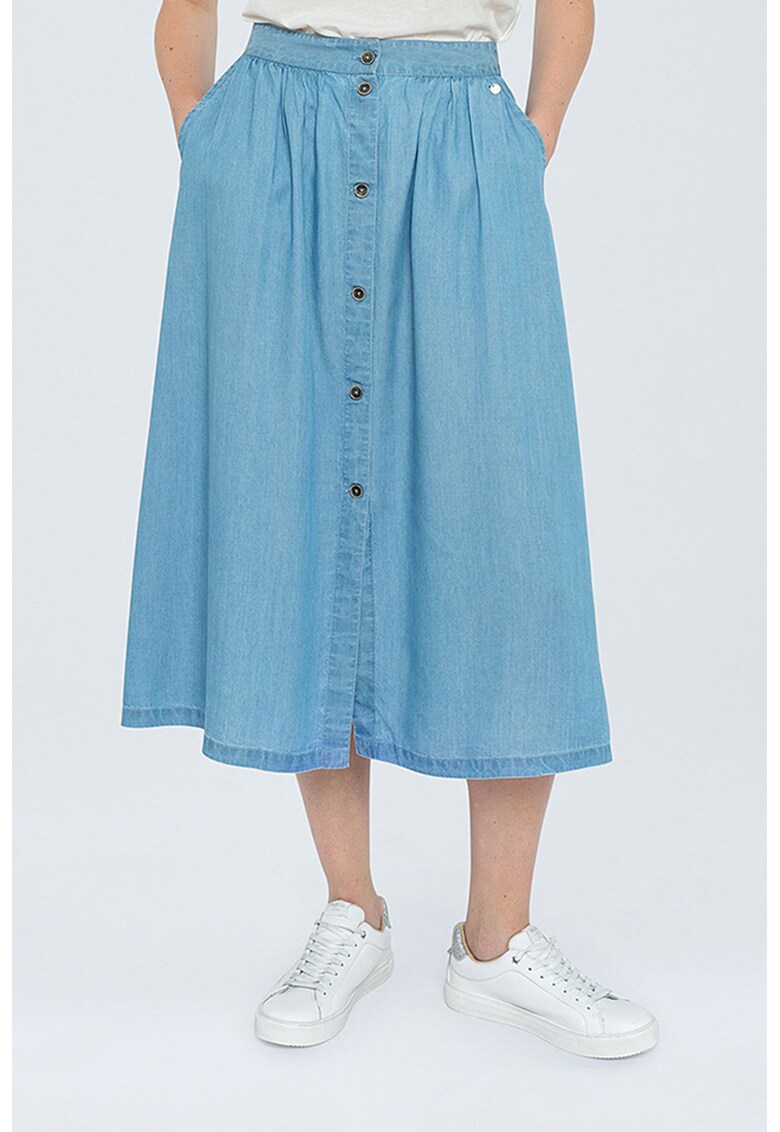 Fusta evazata din chambray