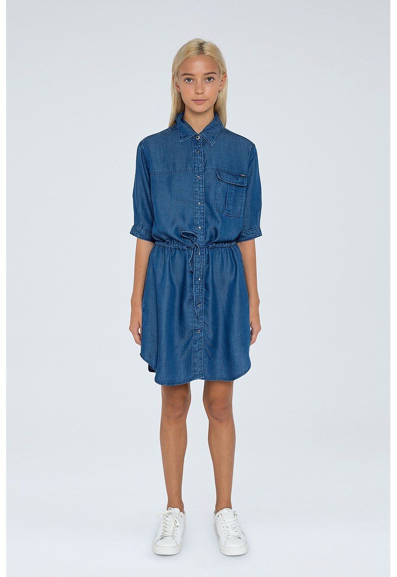 Edan Rochie tip camasa din chambray cu buzunar pe piept