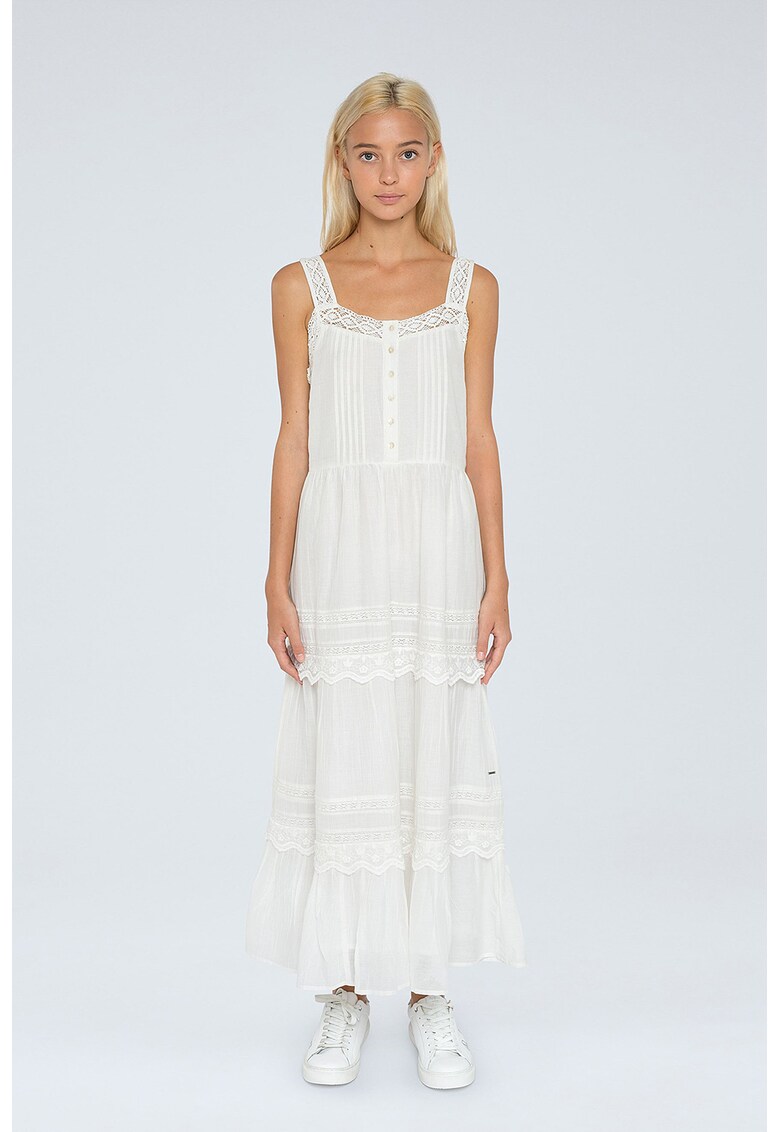 Rochie midi evazata cu insertii brodate