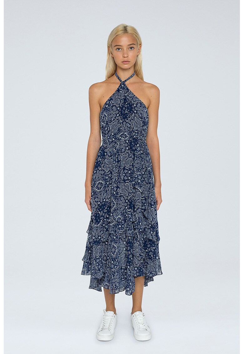 Rochie cu decolteu halter si imprimeu paisley