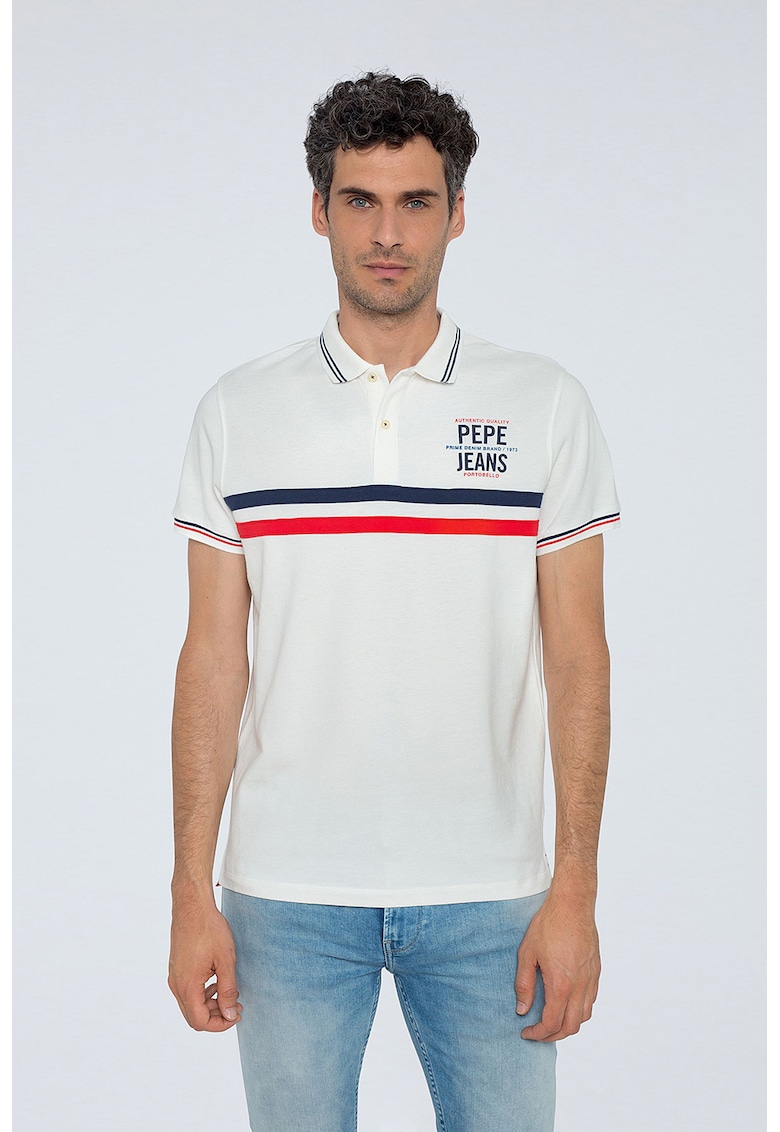 Tricou polo regular fit cu accente cu model colorblock