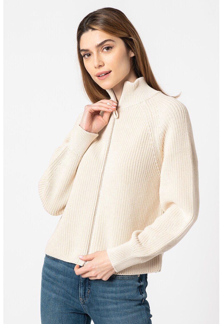 Cardigan de bumbac cu fermoar