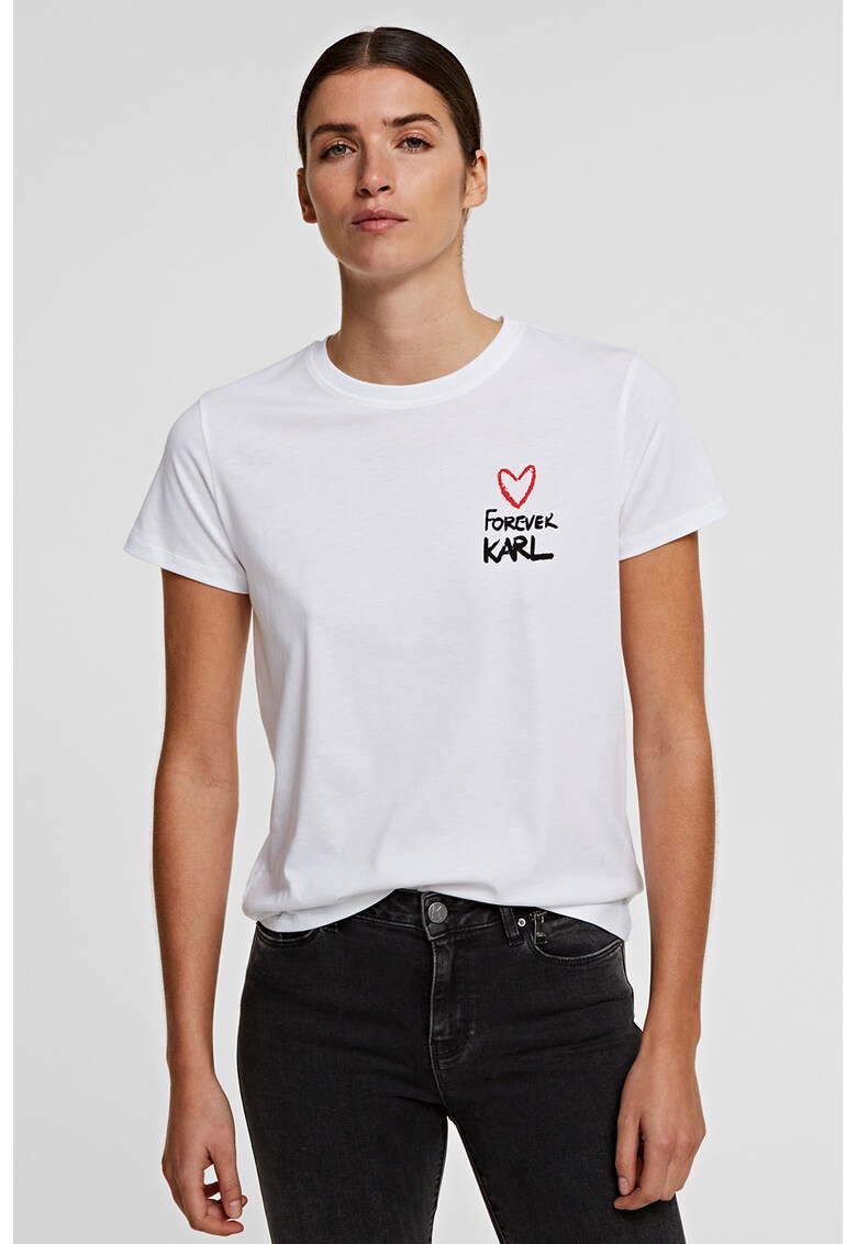 Tricou cu decolteu la baza gatului si imprimeu logo