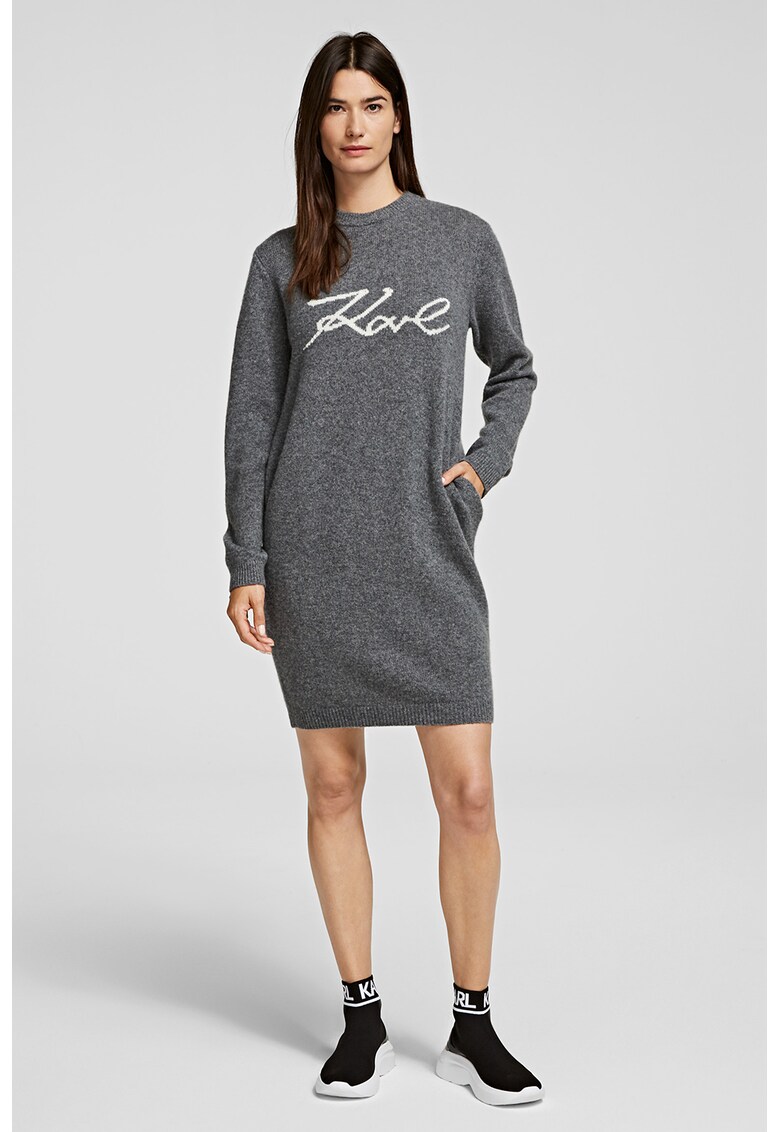 Rochie tip pulover din amestec de lana si casmir