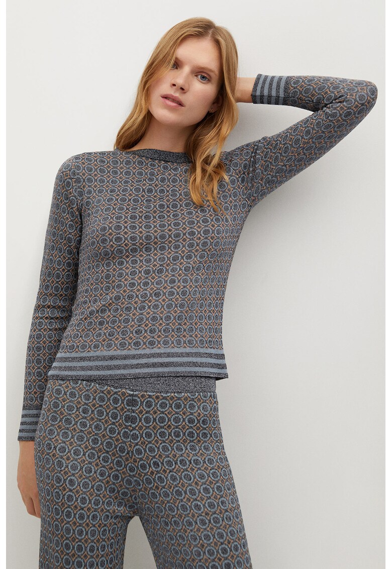 Pulover tricotat fin cu imprimeu geometric Nico