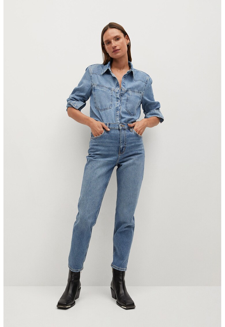 Blugi crop mom fit cu talie inalta Newmom Blugi crop mom fit cu talie inalta Newmom