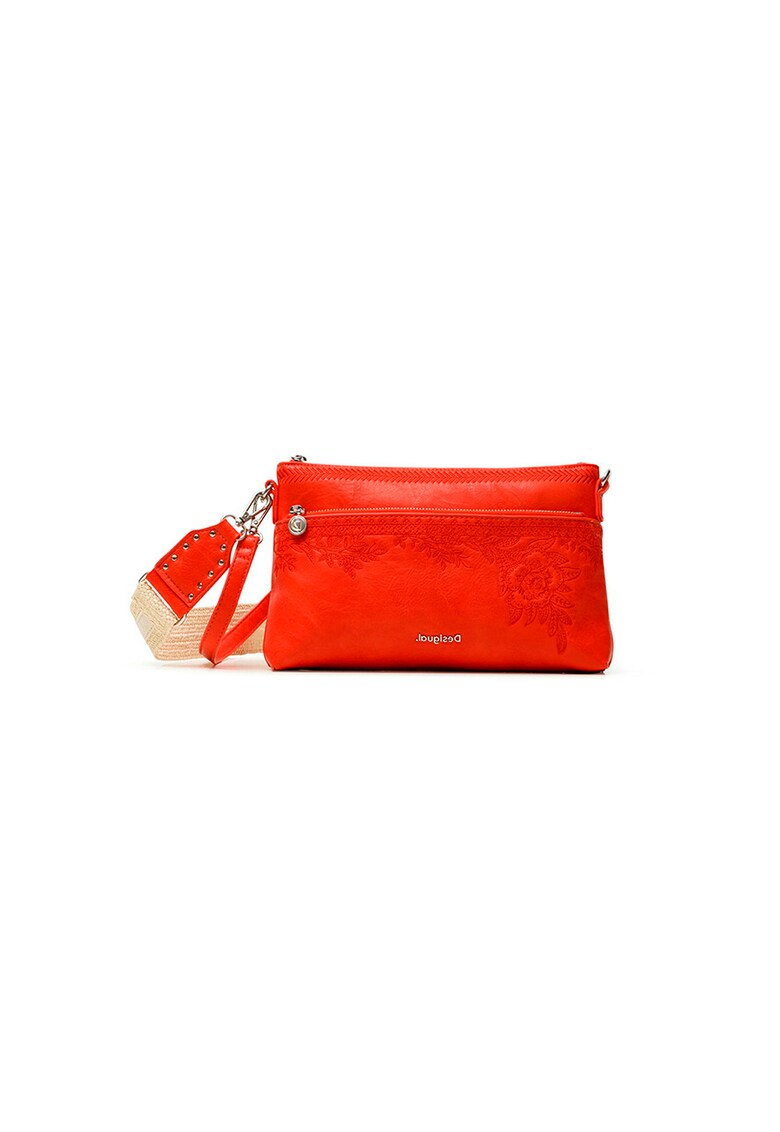 Geanta crossbody din piele ecologica cu broderie florala