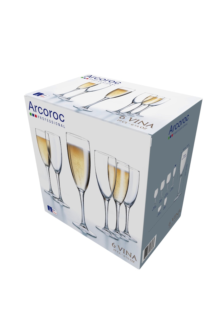 Set 6 pahare flute Vina – 190 ml Arcoroc Arcoroc