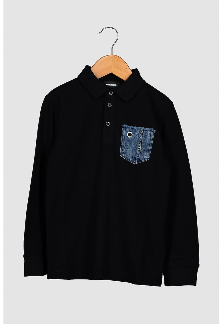 Bluza polo cu buzunar pe piept